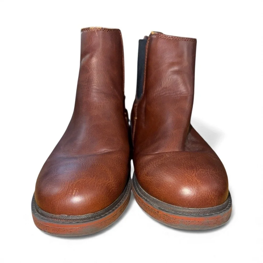 Vince Camuto Kent‎ Mens 6.5M Pre-Owned Brown Faux Leather Ankle Slip On Boots